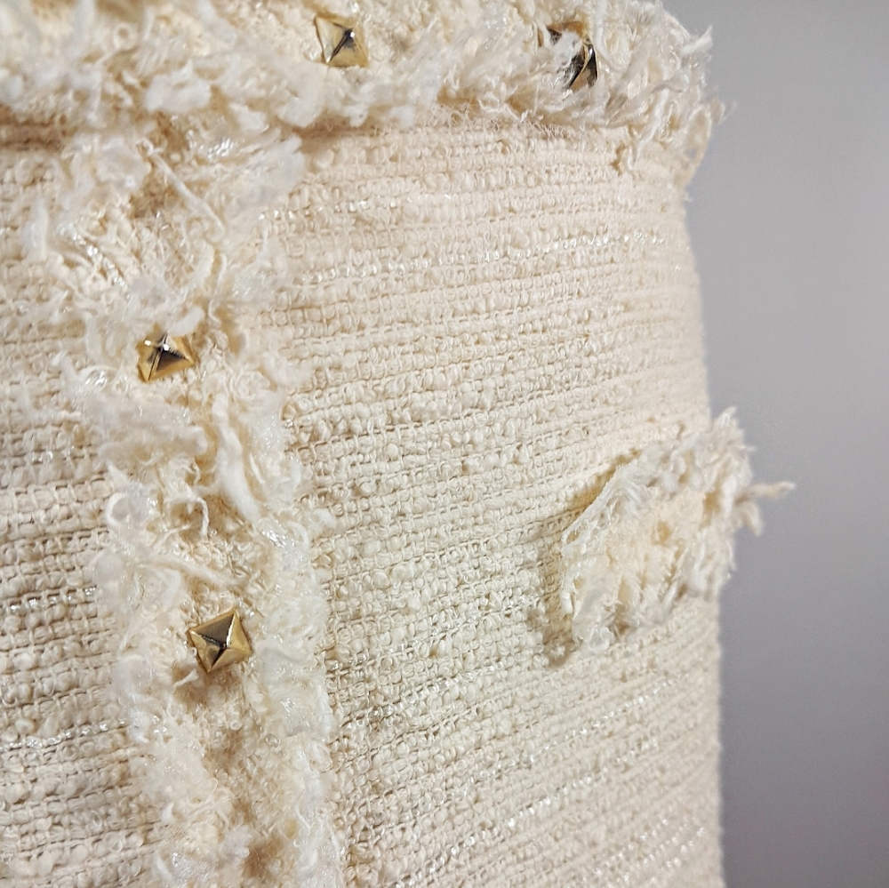 ZARA Gold Studded Cream Mini Skirt